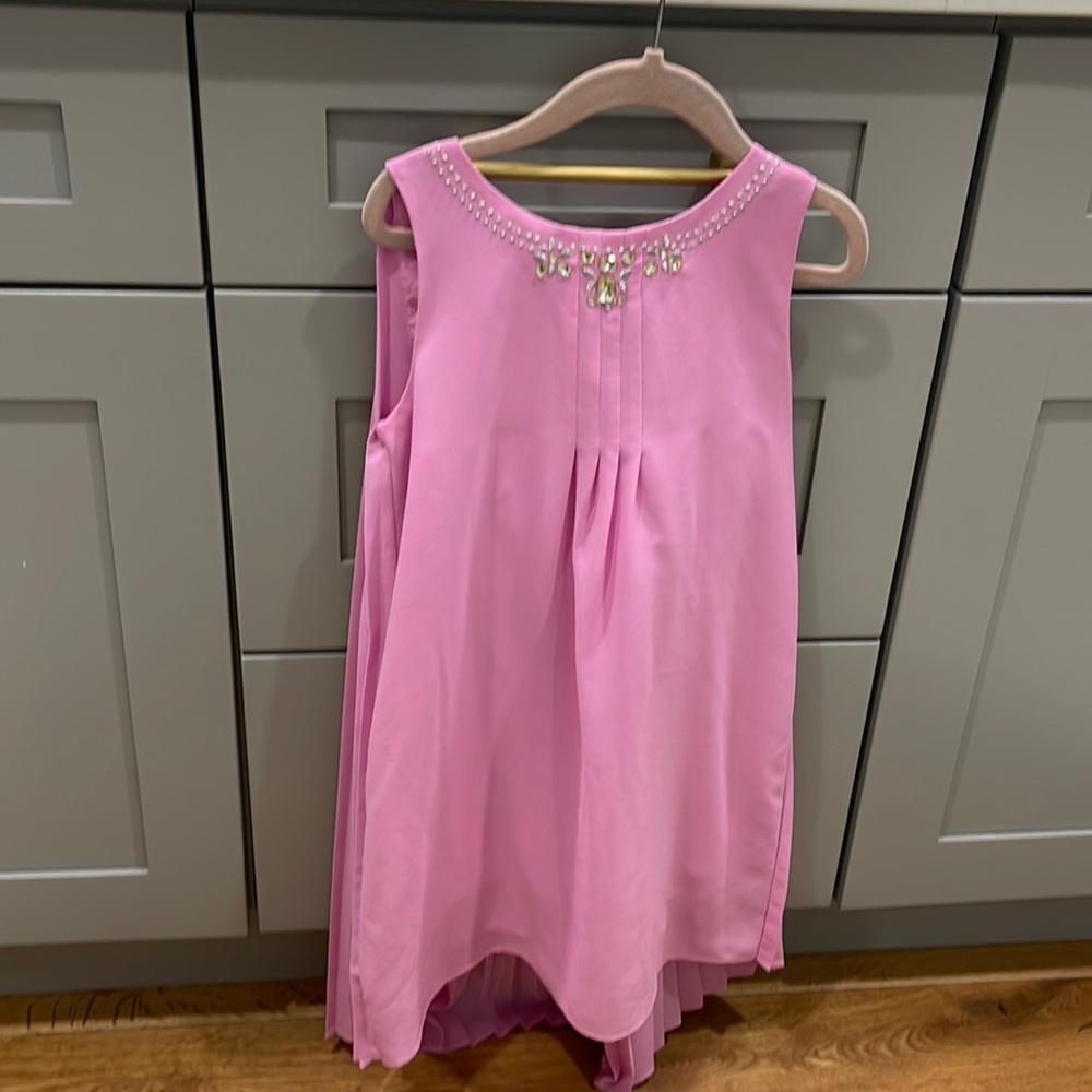 Pink hi low pleated dress